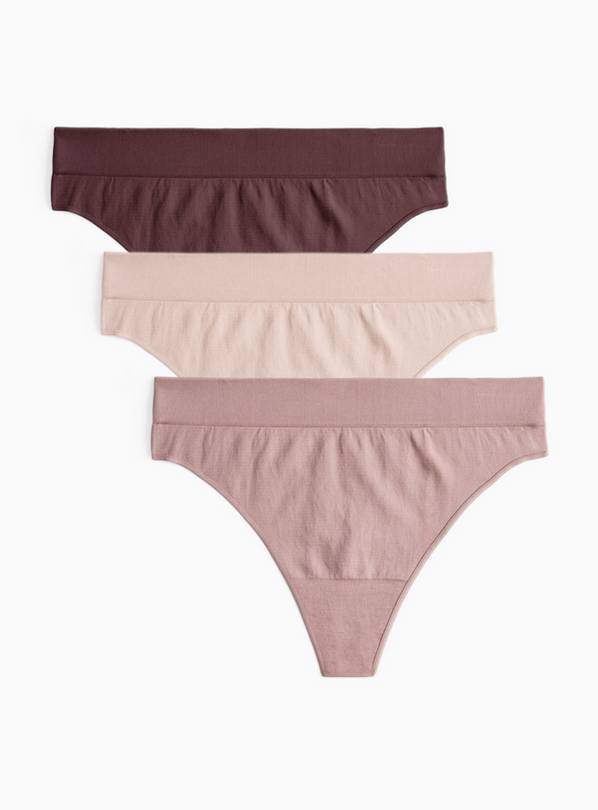 Tonal Brown 3 Pack Seamless Thongs XL